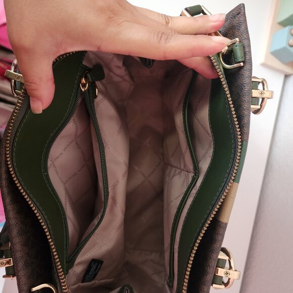 Michael Kors Logo Marilyn Medium Stripe Satchel - Picture 5 of 6